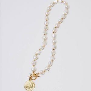 Pearl Toggle Coin Necklace